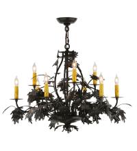 Meyda Yellow 144383 - 32" Wide Oak Leaf & Acorn 9 Light Chandelier