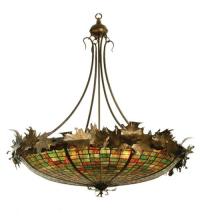 Meyda Tiffany 68618 - 46" Wide Greenbriar Oak Inverted Pendant