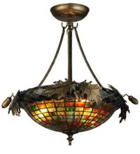 Meyda Tiffany 68649 - 15.5" Wide Greenbriar Oak Semi-Flushmount