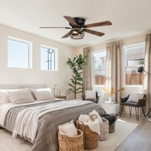 Eileen Grays LLC F6240Q110V - Parrot Uncle 48" Matte Black Indoor Reversible Blades Flush Mount Ceiling Fan, Farmhouse