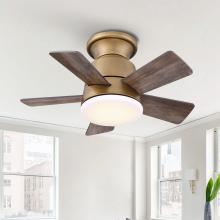 Eileen Grays LLC F8283NBR110V - Parrot Uncle 24" Brass Gold Integrated LED Indoor Natural Flush Mount Ceiling Fan, Modern